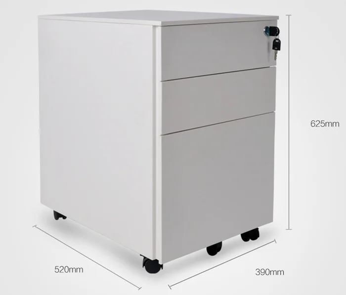 3 Drawer Metal Mobile Pedestal Movable File Cabinet