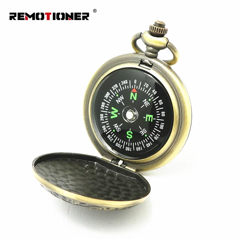 Outdoor Camping Hiking Portable Metal Flip Cover Pocket Watch MIni Compass for Vintage Gifts