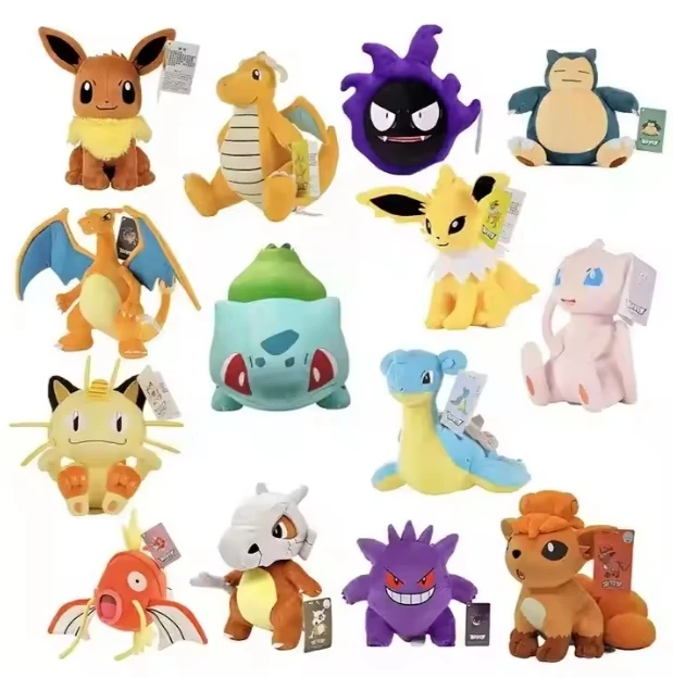 Оптовая продажа Высококачественная плюшевая аниме-игрушка Po ke m on ed Pikachu Psyduck Eevee Charmander Gengar Wobbuffet Doll с биркой