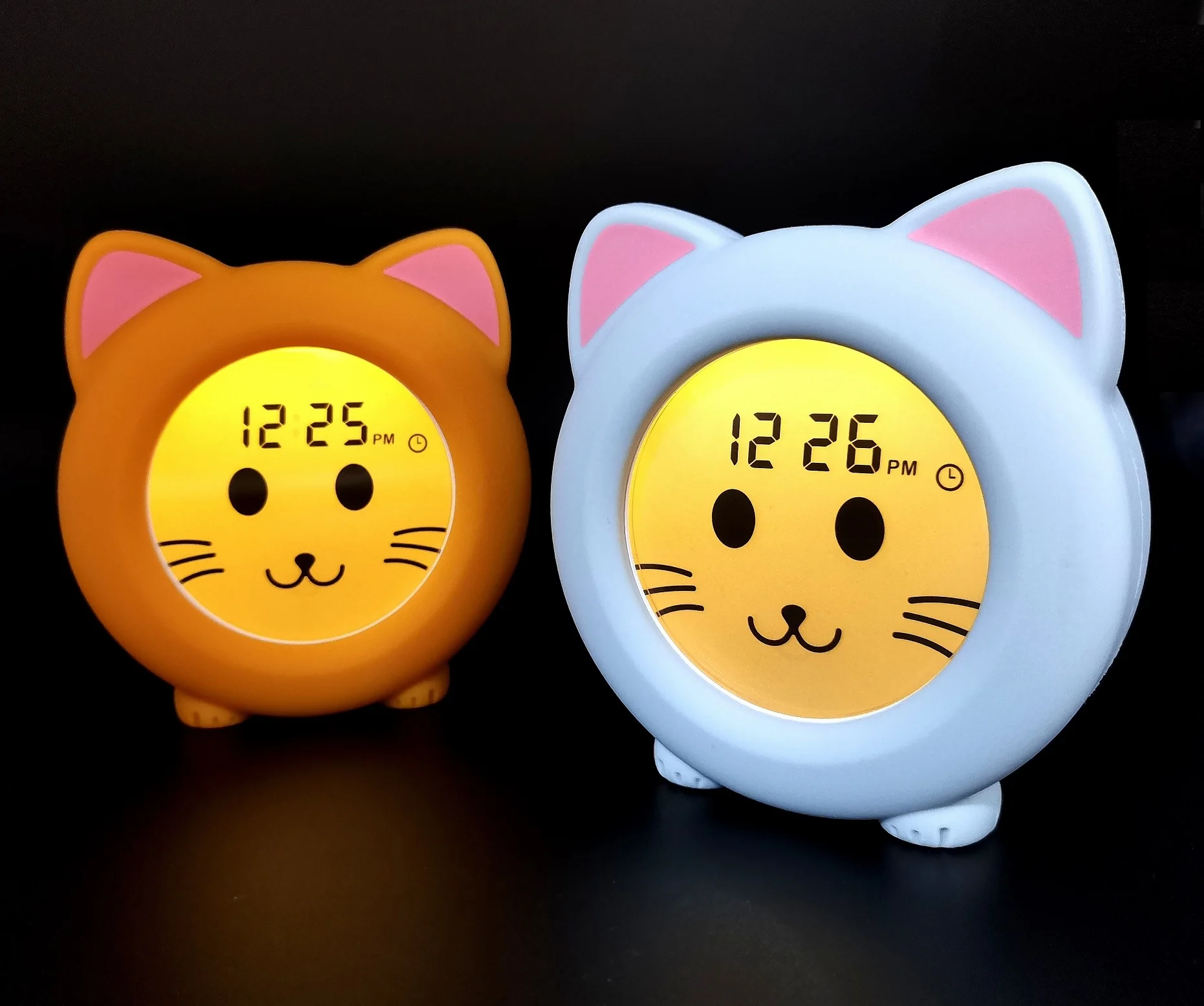 Best selling silicone cat sleep trainer clock, Sun and Moon wake up LED night light with alarm clock for kids