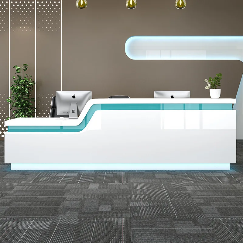 Luxury White Front Desk Counter Reception Durable Solid Surface Reception Desk for Hospital
