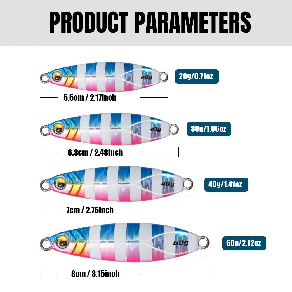 Jigging pro Fishing Lure Mackele 3D Design 20g 30g 40g 60g Shore Casting Jigging Lure Saltwater Slow Fall Jig Lure Hard Bait