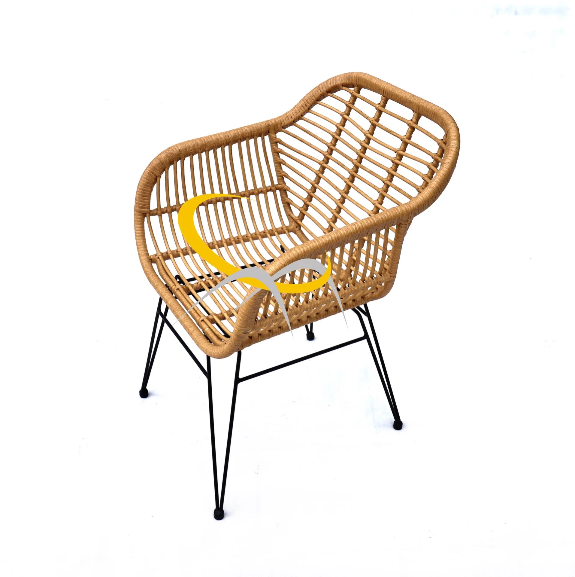 Новейшая популярная мебель для ресторана, натуральный цвет, наружный садовый ротанговый металлический обеденный стул, распродажа