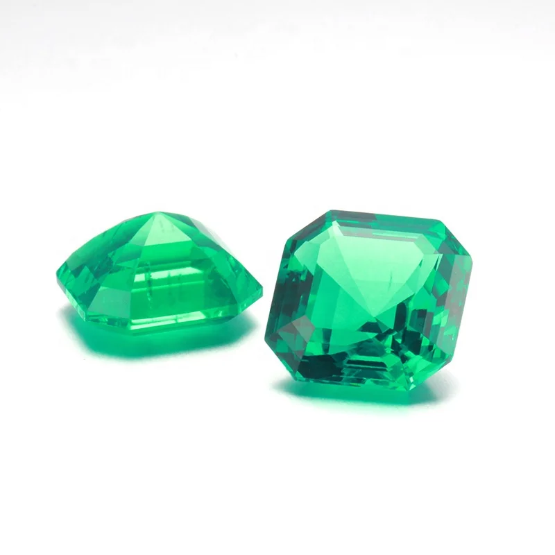 Lab Emerald Synthetic Factory Direct Custom 7x7mm Bred Hydrothermal Emerald Asscher Shape