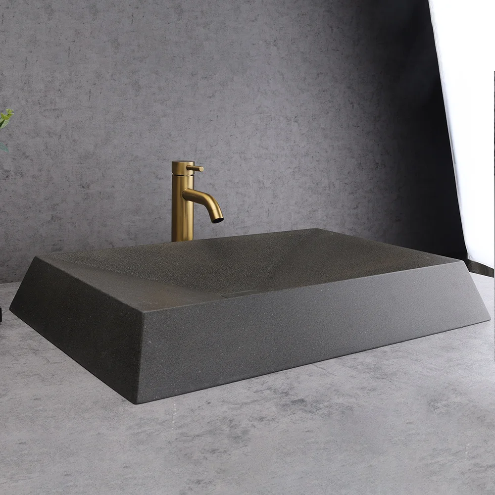 OEM wholesale hotel modern rectangular concrete bathroom vanities basin container bathroom vanities sink