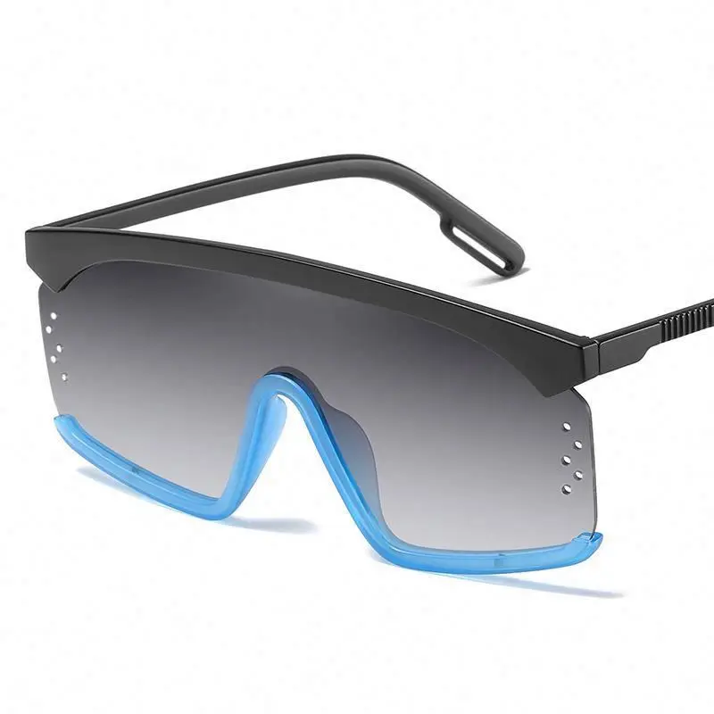 
2020 Newest Trendy Men Women Square Sunglasses Gradient Shades UV400 Half Frame One-Piece Lens Sunglasses 