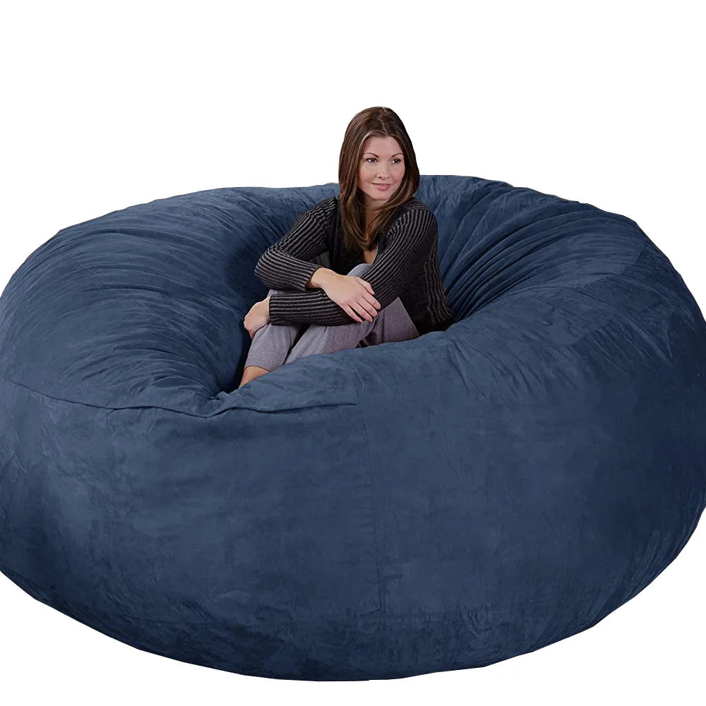 7ft Giant Lounger Fuf Bean Bag Memory Foam Lazy Sofa Cover