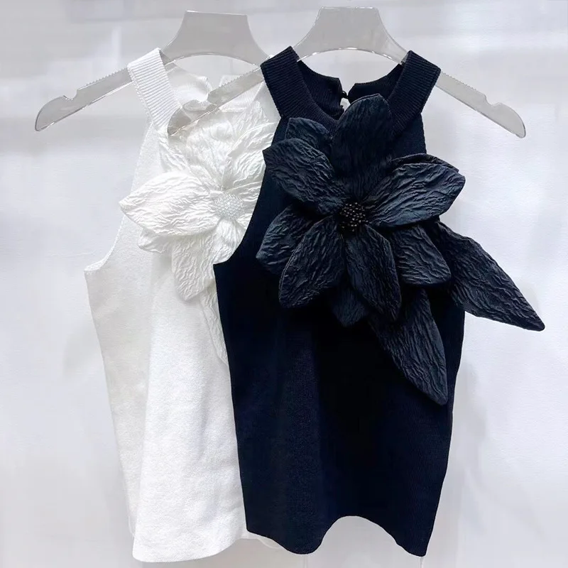 TWOTWINSTYLE Fashionable Spring Vest Tops Patchwork Appliques Halter Collar Slimming Short Vest For Women