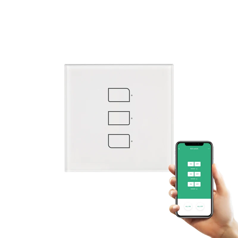 Factory Price BroadLink UK TC2S Smart Wifi Wall Touch Switch 1/2/3 Gang Glass Panel Smart light Switch