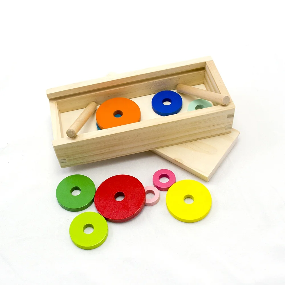 2022 New Wooden hanoi tower hanoi puzzle wooden toy Rainbow building blocks pagoda game