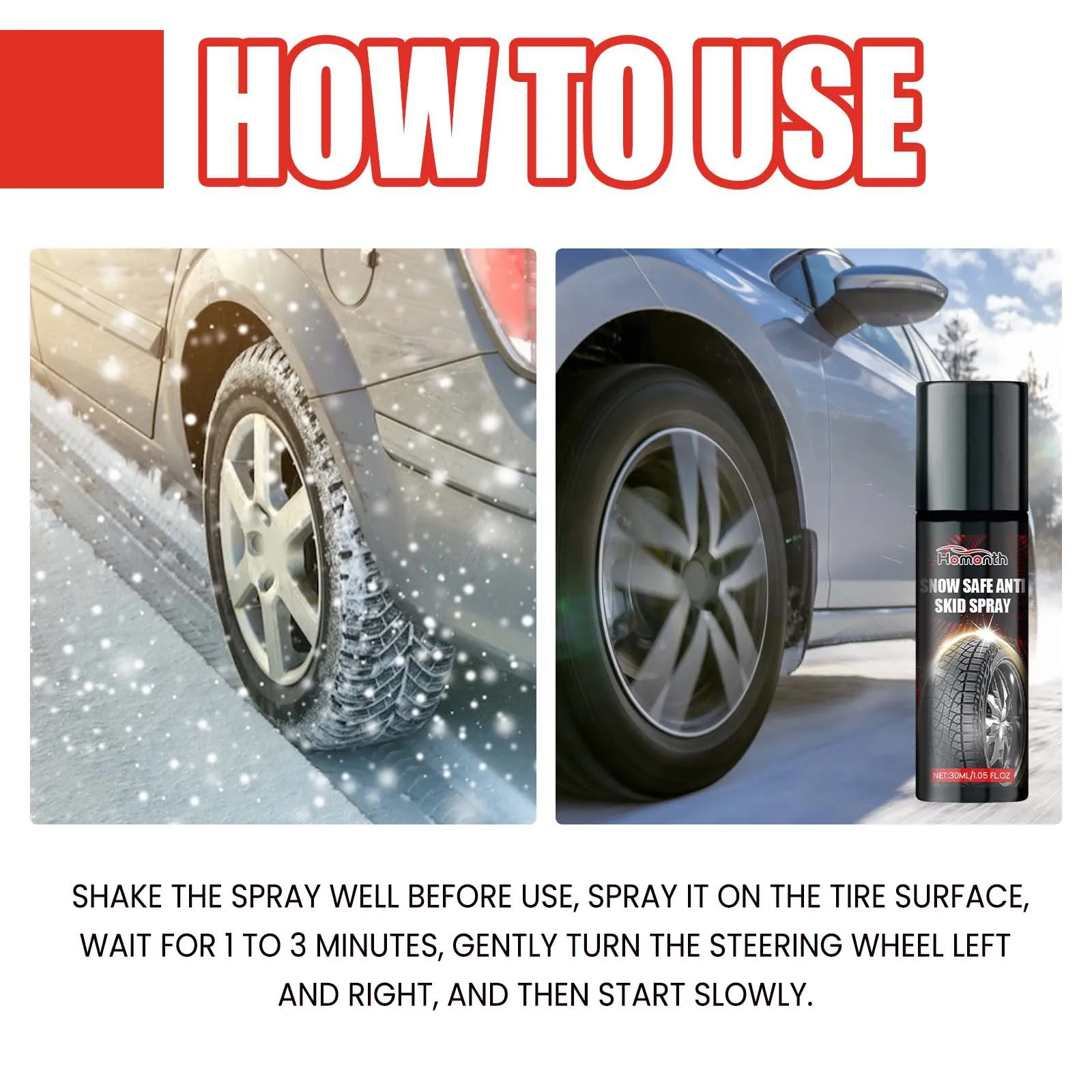 Homonth car tire anti-slip spray winter snowmobile tire protection and maintenance anti-slip agent