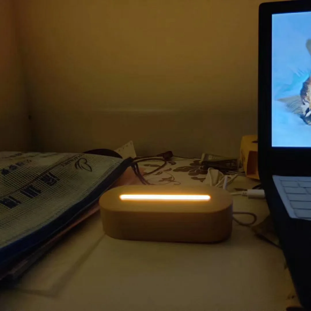  2021 polular factory Button switch 3d illusion warm light/acrylic led wooden Night light