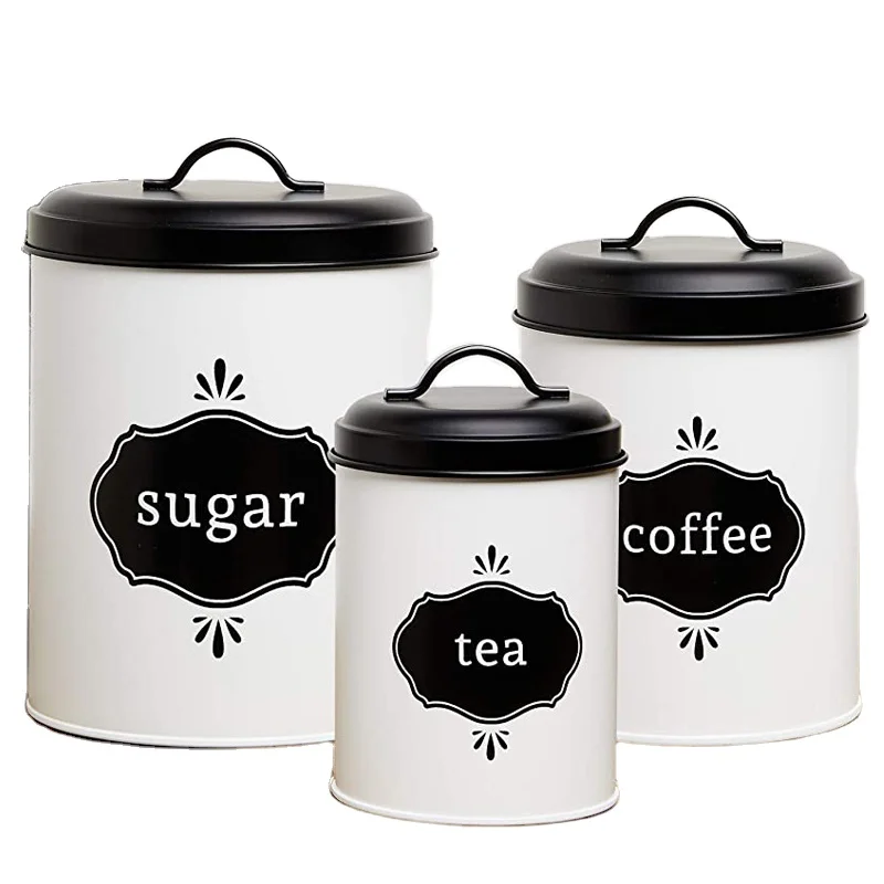 Custom Design Sugar Coffee Tea Container Food Storage Bin Airtight Kitchen Canister with Lids