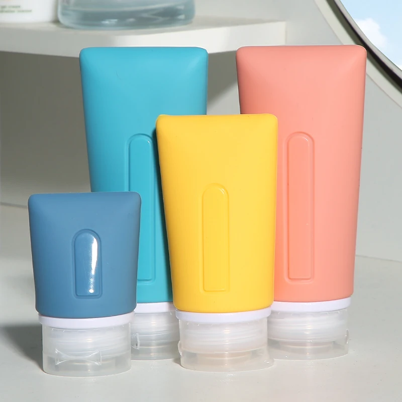 Custom Portable Leak Proof Squeezable Refillable Set Cosmetic Containers Lotion Shampoo Silicone Travel Bottles for toiletries