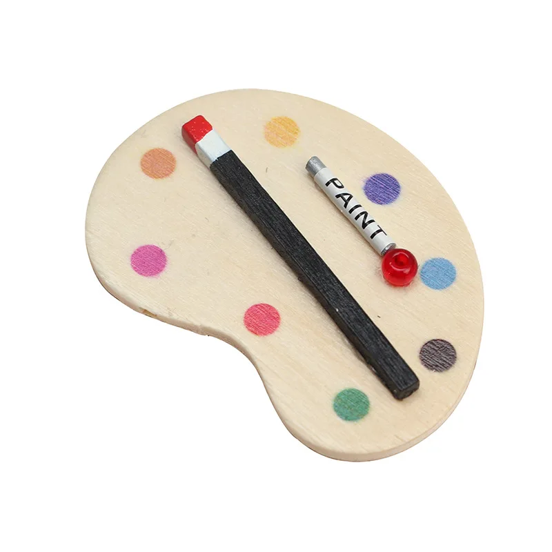 1:12 Miniature Artist Palette Paint Brush Model Toys Oil Paint Palette Paint Tray Dollhouse Palettes