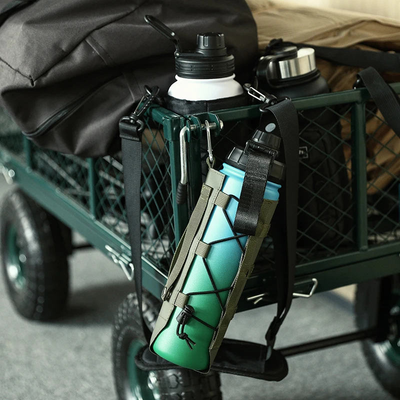 Water Bottle Carrier Bag, Bottle Pouch Holder, Adjustable Shoulder Hand Strap 2 Pocket Sling Neoprene Sleeve Sports Water Bottle