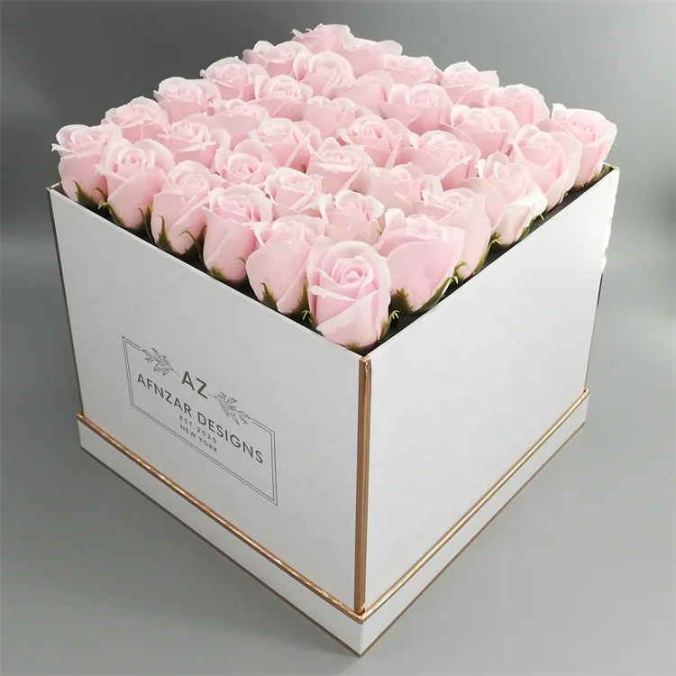 Popular handmade square cardboard boxes MOQ 100pcs, custom logo matte paper flower boxes