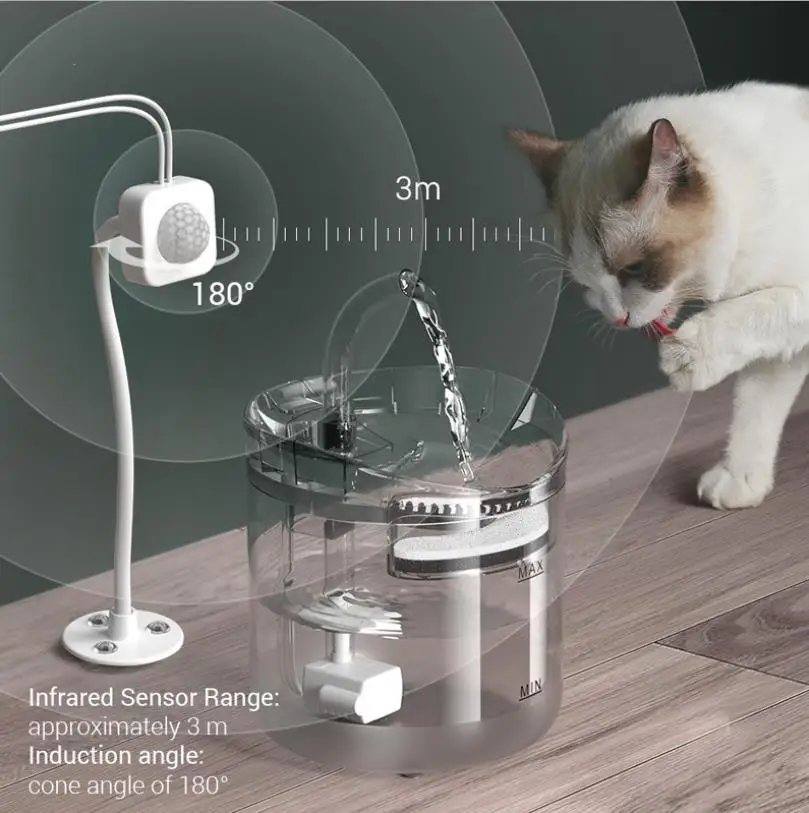 Food Grade Plastic Circulating Filtration Sensor Function Cat Water Fountain Dog Water Dispenser Automatic Pet Drinking Fountain