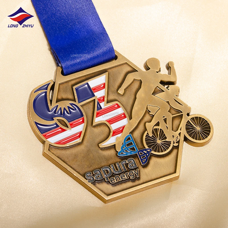 Longzhiyu Custom Engraved Metal Medallions Golf Ball Marker Miraculous Medal with Logo Ribbon Metal Crafts