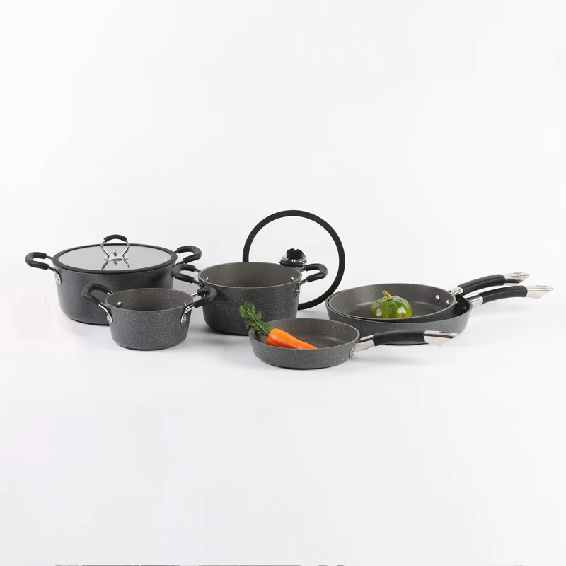 Кухонная Индукционная антипригарная кованая алюминиевая посуда набор антипригарных кухонных принадлежностей