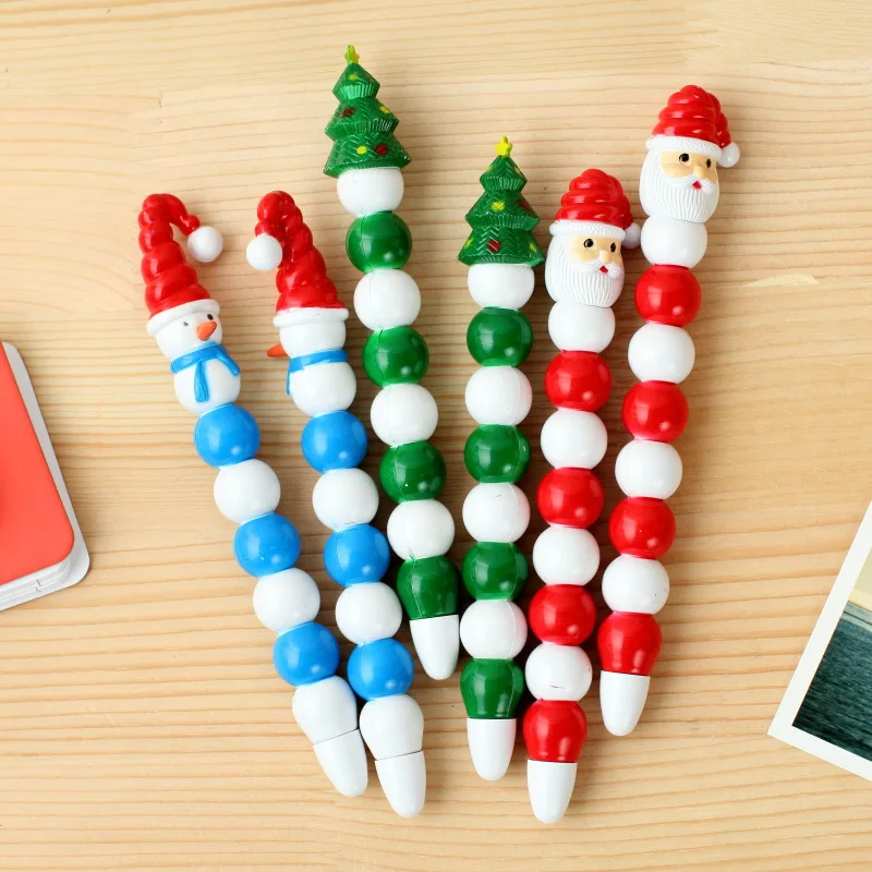 Custom cute santa snowman tree christmas stationery gift pen sarasa ball pen for children kids