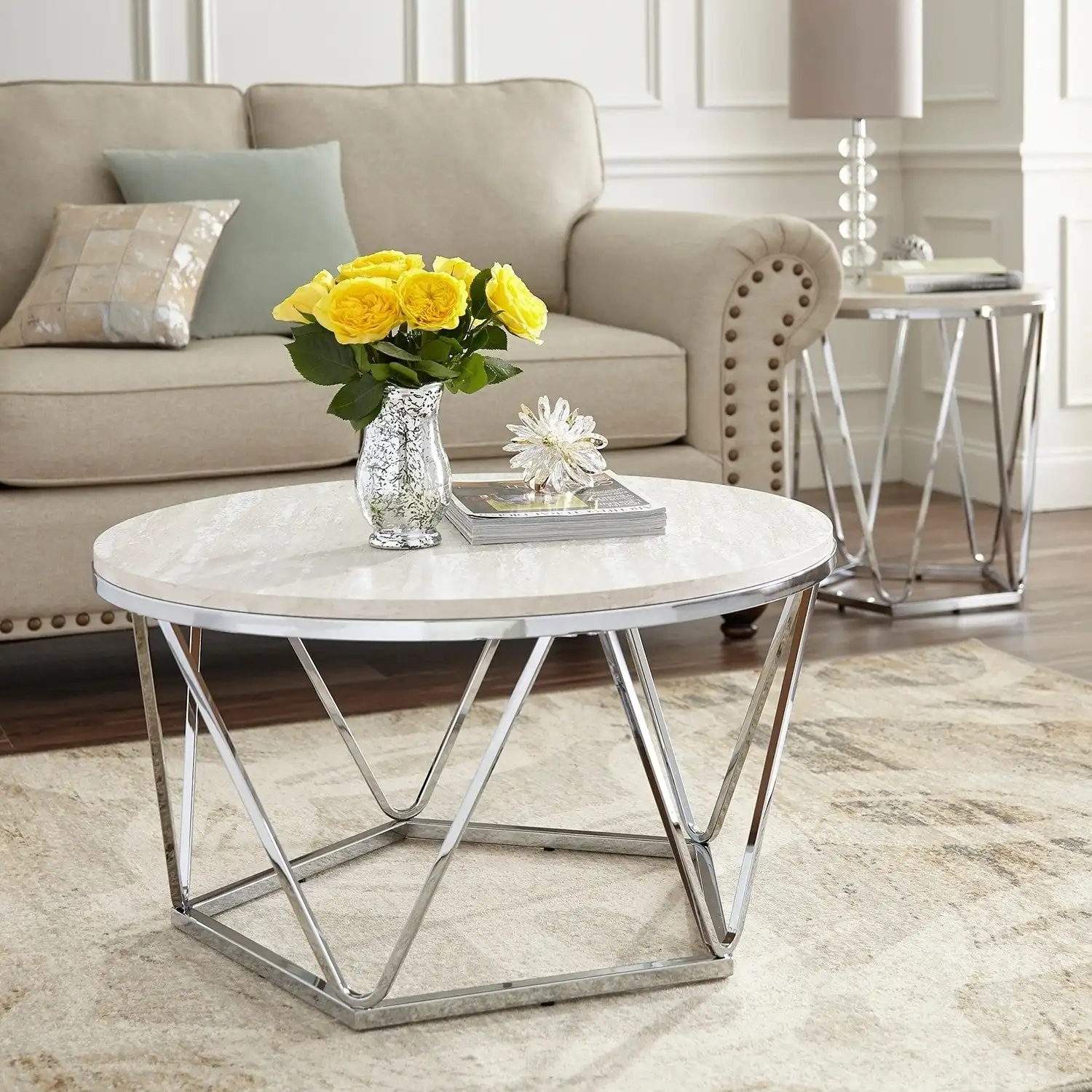 Two Size Living Room Furniture Round Coffee Side Table Fancy Hot Sell Oak Pp Plastic New Design Luxury Pink Yellow Green