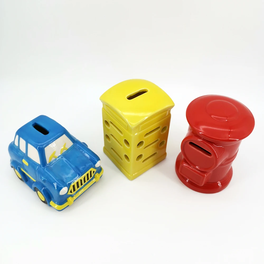 Sale Mailbox Modeling Kids Money Boxes Can Customize Color and Size Ceramic Hollow Out Coin Piggy Bank