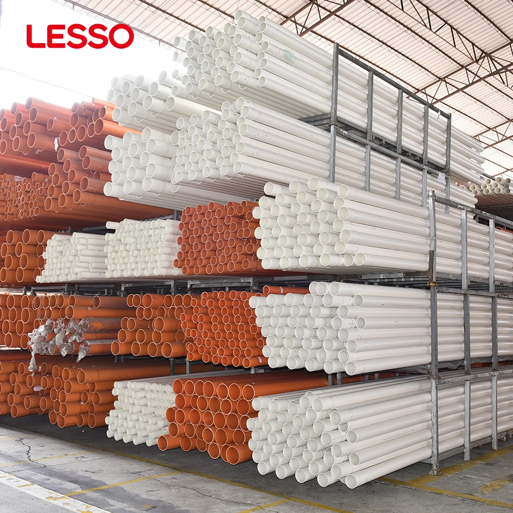 LESSO light weight good corrosion resistance blue white black color plastic pe electrical conduit pipe pe solid-wall duct