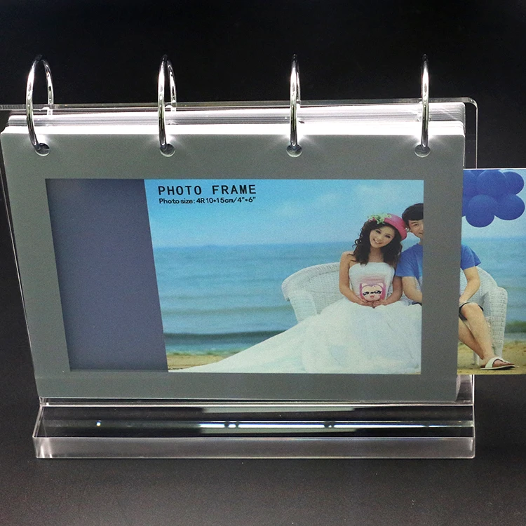 
High quality double heart photo frame custom wood clear glass for Desk 