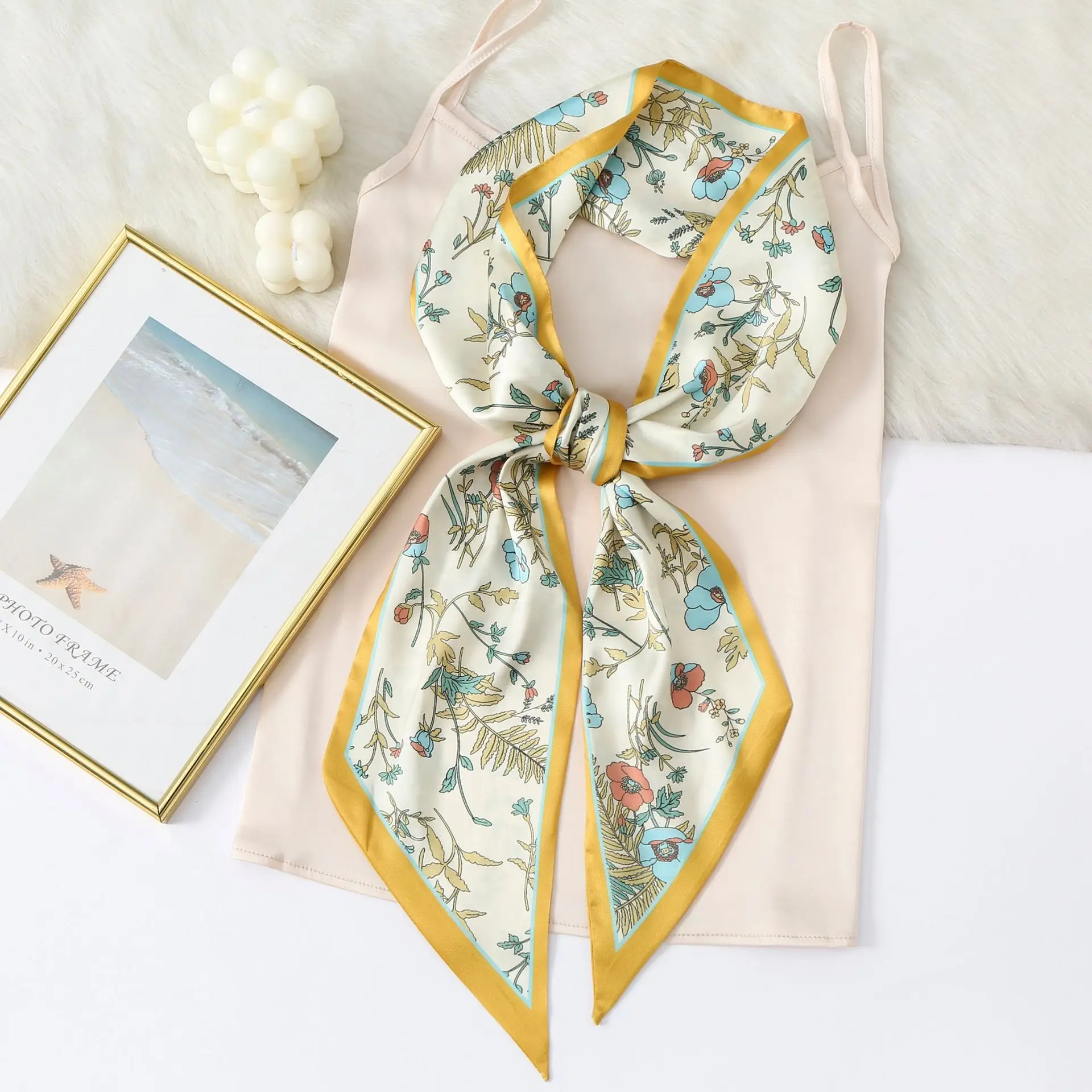 satin ribbon in spring and summer long silk scarf