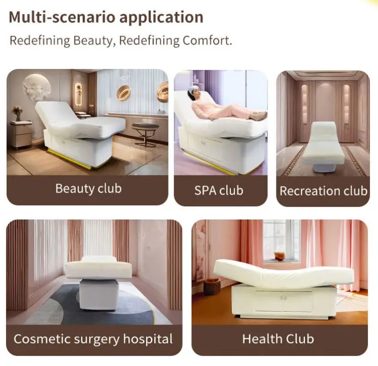 Luxurious New 3 Motors with LED Foot Control Electric Beauty Massage Bed Can Be Customized Color LOGO Beauty Salon Furniture