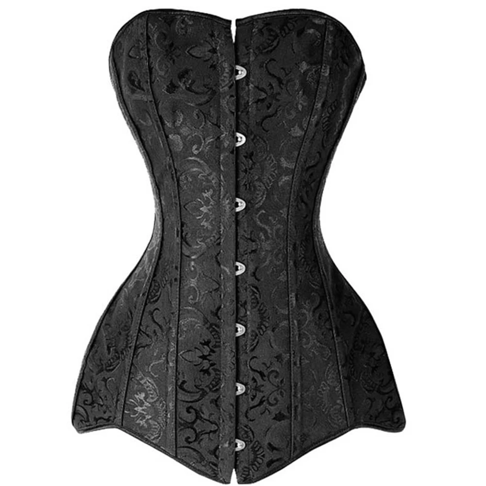 Women Plus Size Sexy Waist Trainer Shapewear Leather Strap Steel Gothic Corsets and Bustiers Long Line Corset Overbust