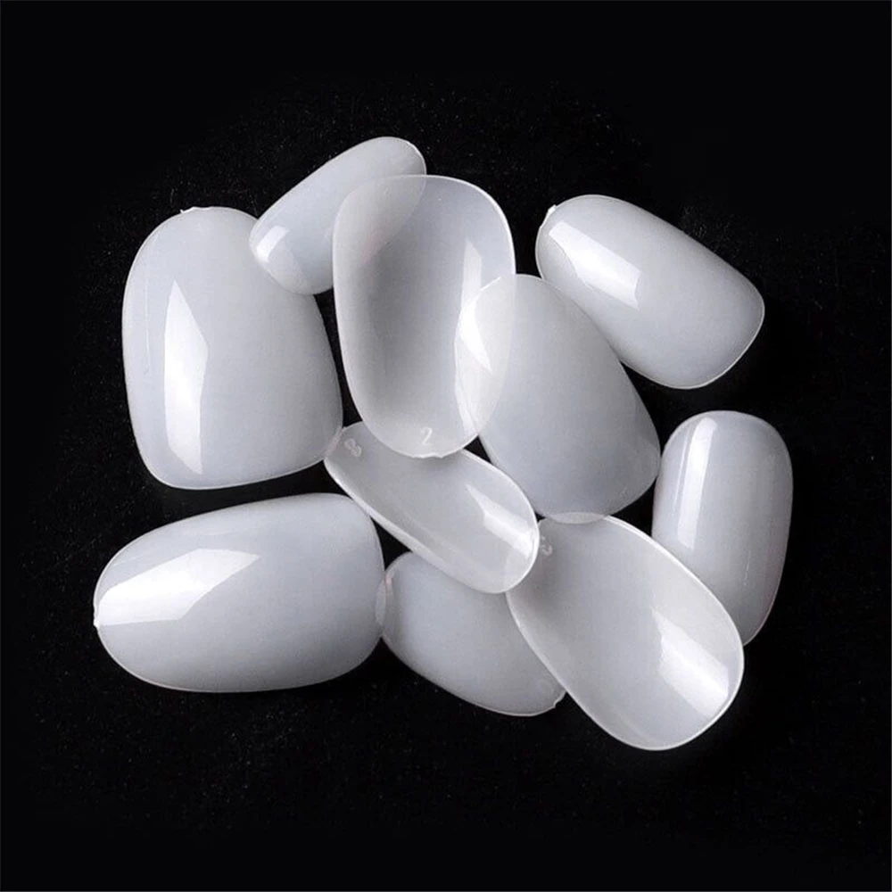 New Short Shape 500Pcs/Bag Nail Tips Transparent Natural Color Oval Nails