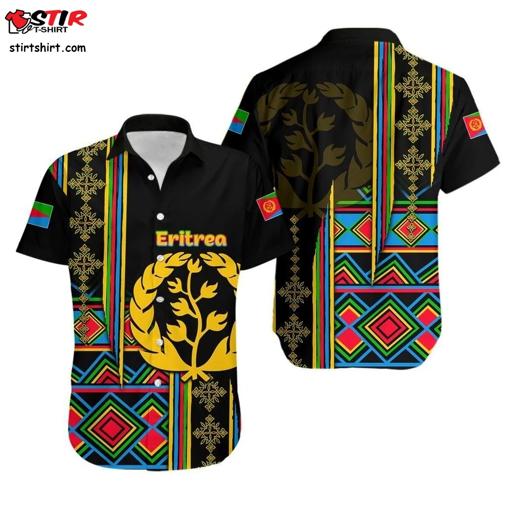Asmara Eritrean Flag Button-down Shirt For Men Hawaiian Shirt Custom Wholesale Eritrea Lion Proud Olive Symbol Unisex Shirt