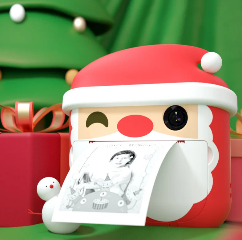 2021 Christmas gift cameras for kids mini kid camera printer photo printer 1200w pixel Father Christmas camera
