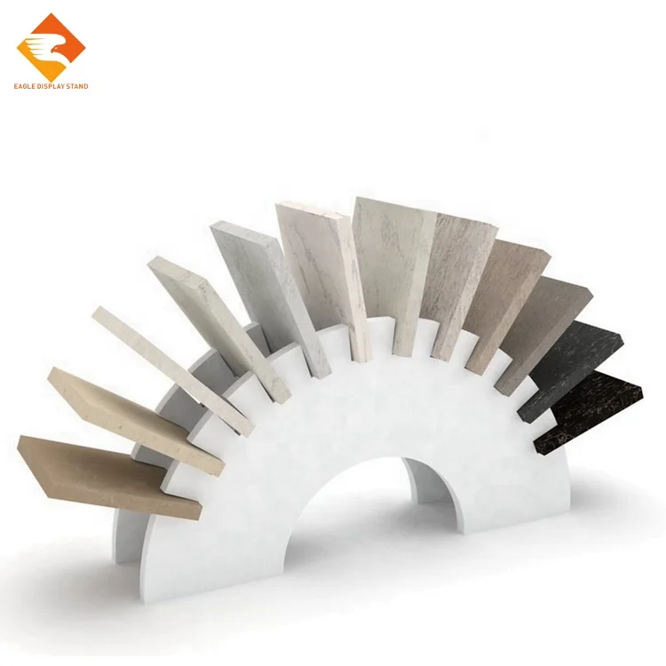 Custom metal rotating accessory stand table top quartz stone display rack