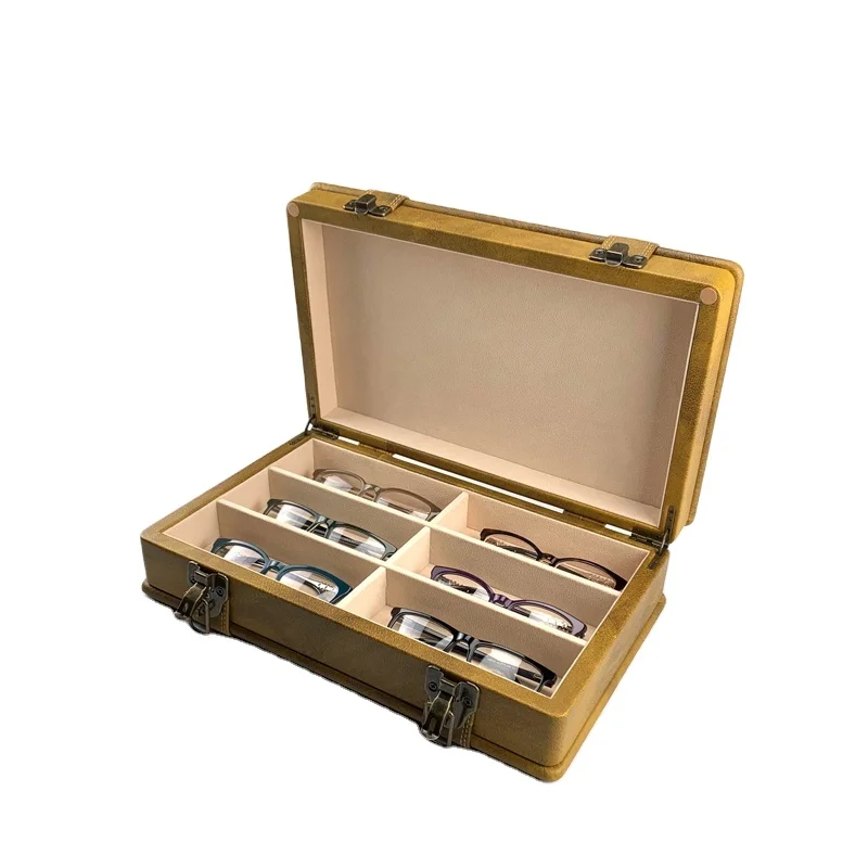 Retro custom lockable eyewear sunglasses display case glasses suitcase