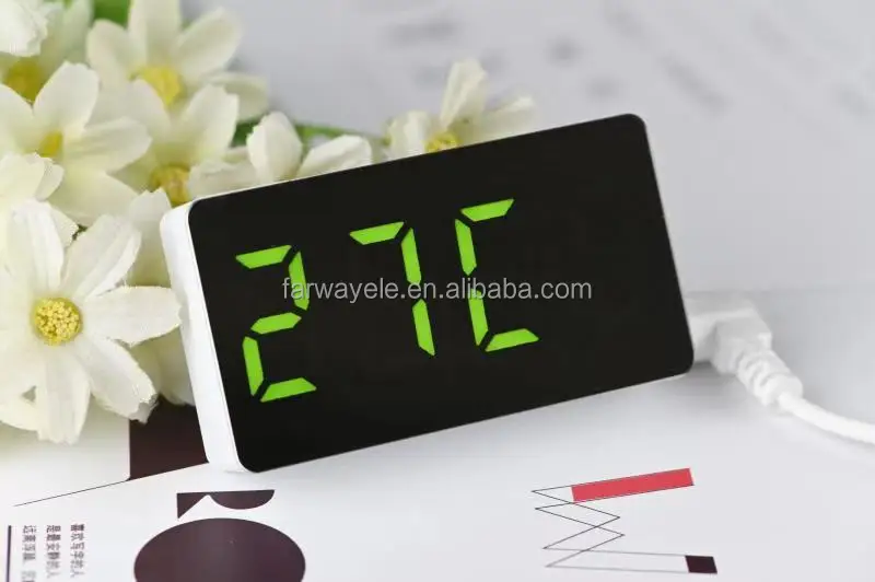 Большой экран светодиодные Зеркальные автомобильные часы мини-цифровые для путешествий с температурой