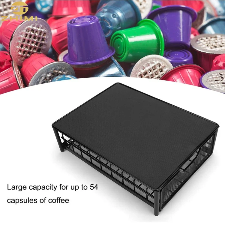 High Standard Metal Coffee Pod Drawer Tassimo Coffee Capsule Holder Rack for 54pcs