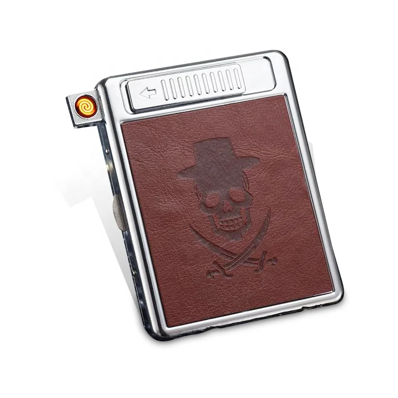 
Cigarette Case with Lighter USB Lighter Cigarette Box 2 in 1 Electronic Rechargeable Flameless Windproof Lighters Hold 20pcs 