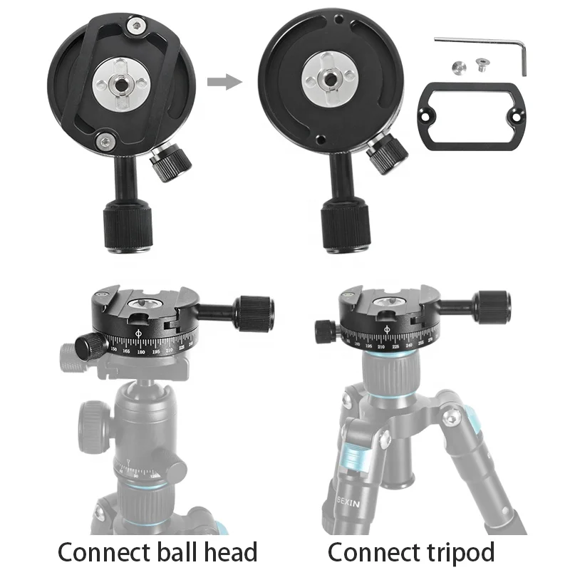 
BEXIN QJ-01S Panoramic Quick Release Plate 360 Degree QR Panning Head Clamp Adjusting Platform Adapter with Gradienter forCamera 