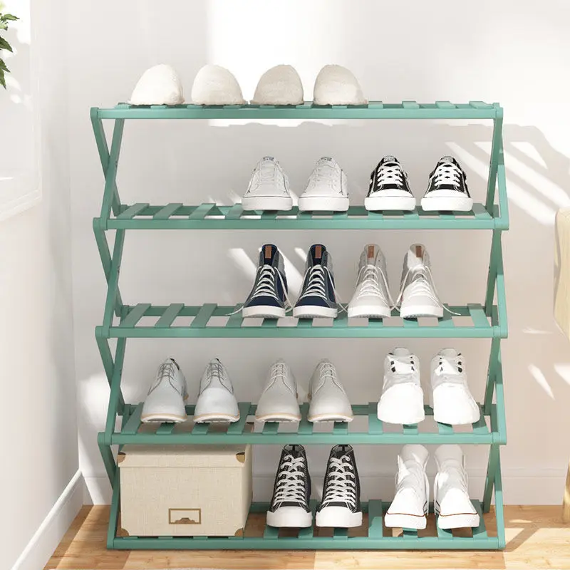 Custom Foldable 4~6 Tiers Shoe Rack Bamboo Pairs Shoe Shelf Storage Organizer