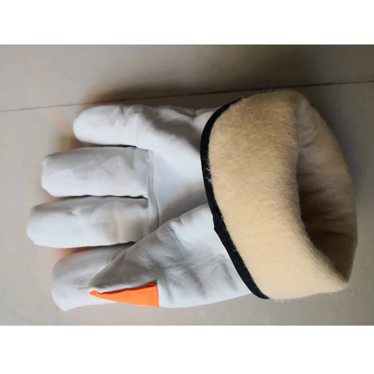 Winter Durable Thicken Warm Windproof  Cow Grain Leather Work Driver Gloves
