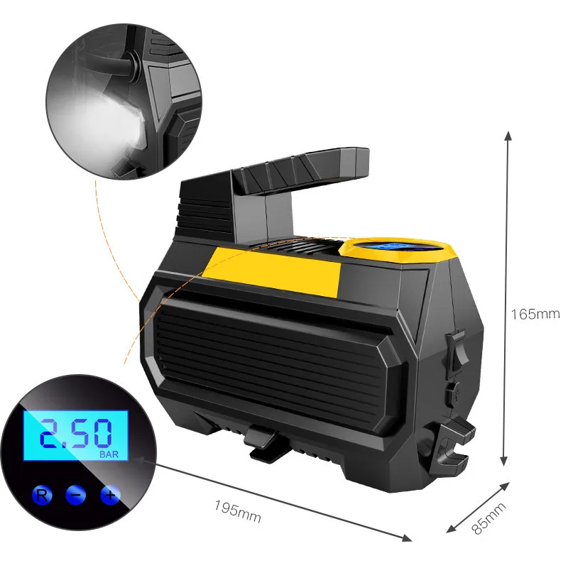 High quality 12V car air pump portable tire digital display