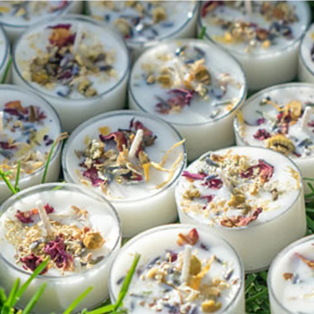 Glass Jar Wood Lids 200g Natural Soy Wax Crystal Scented Candle with gems stone inside