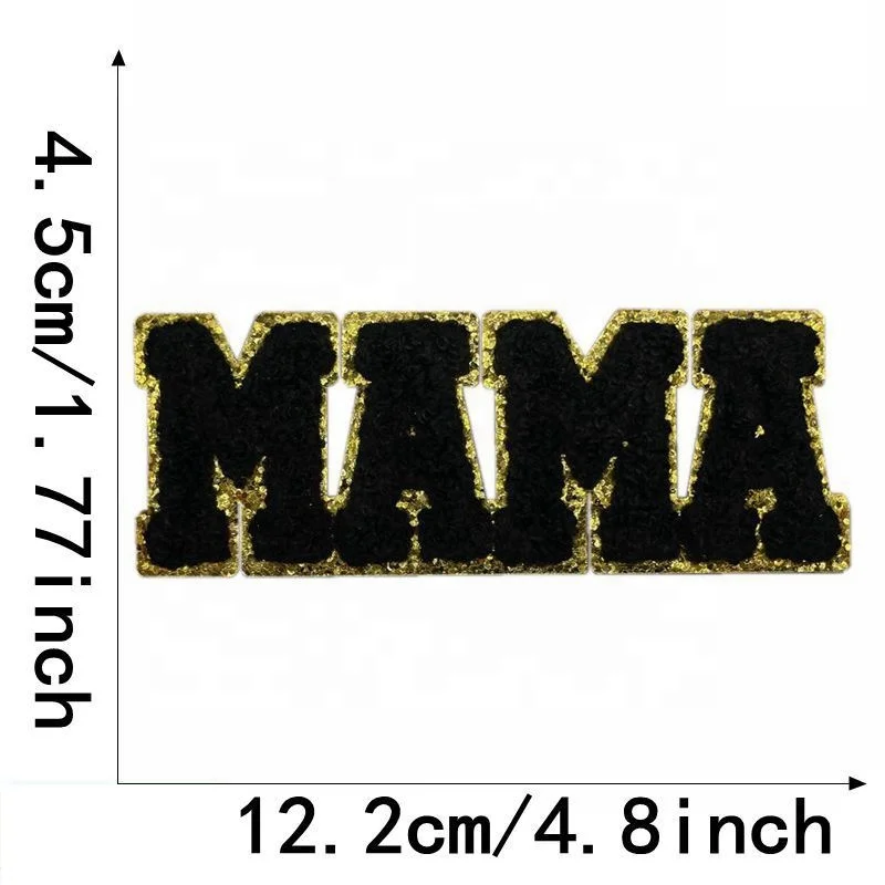 New  Wholesale Large MAMA Chenille Patches  MAMA Letter Chenille Patches iron on Chenille Letters Badge For Garments