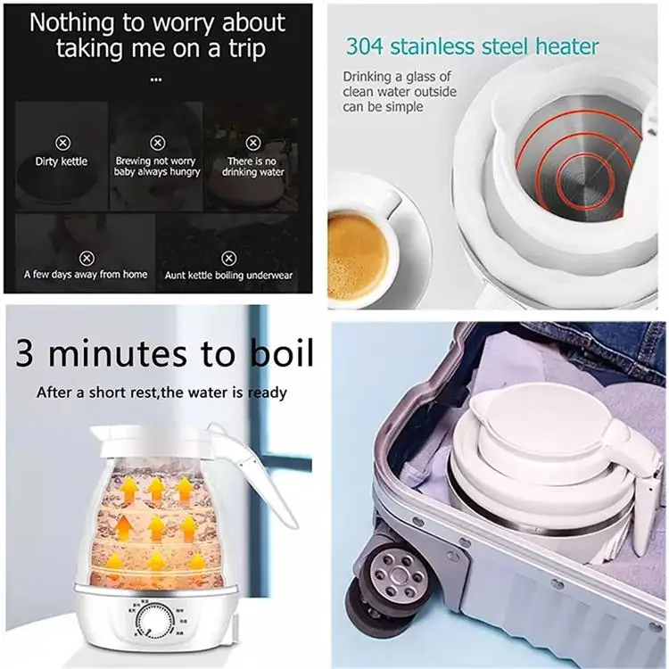 Mini Folding Electric Kettle Electric Tea Water Boiler Portable Travel Foldable Electric Kettle