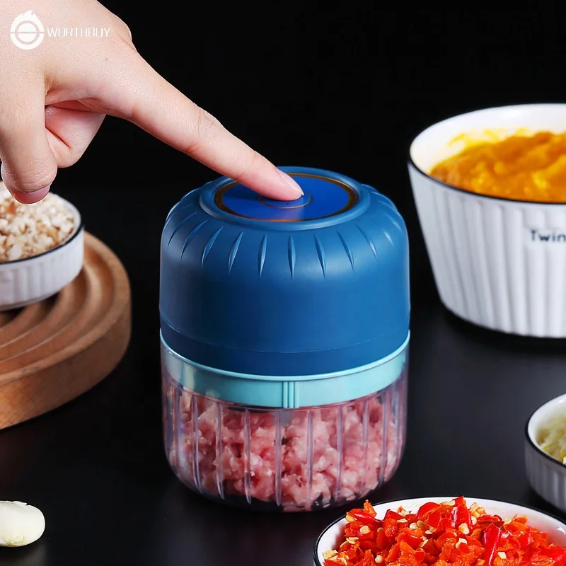 Rechargeable Baby Food Blender Handheld Portable Garlic Mincer Pepper Wireless Electric Mini Garlic Chopper With USB Cable