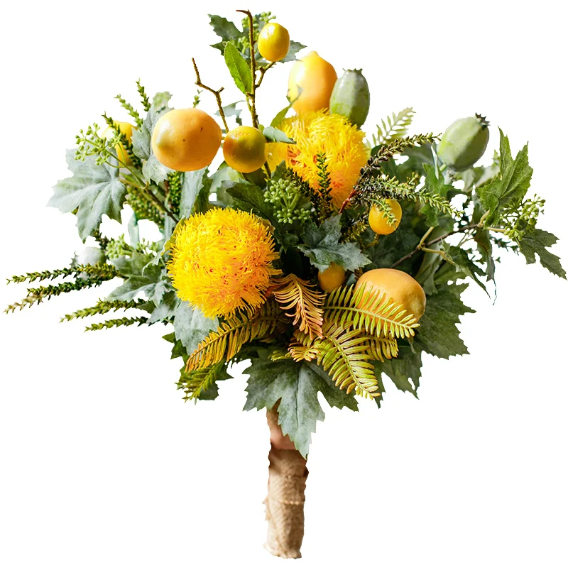 Lemon Branch Flower  Set Home Artificial  Decoration Flower Handmade Artificial Flower Bunch