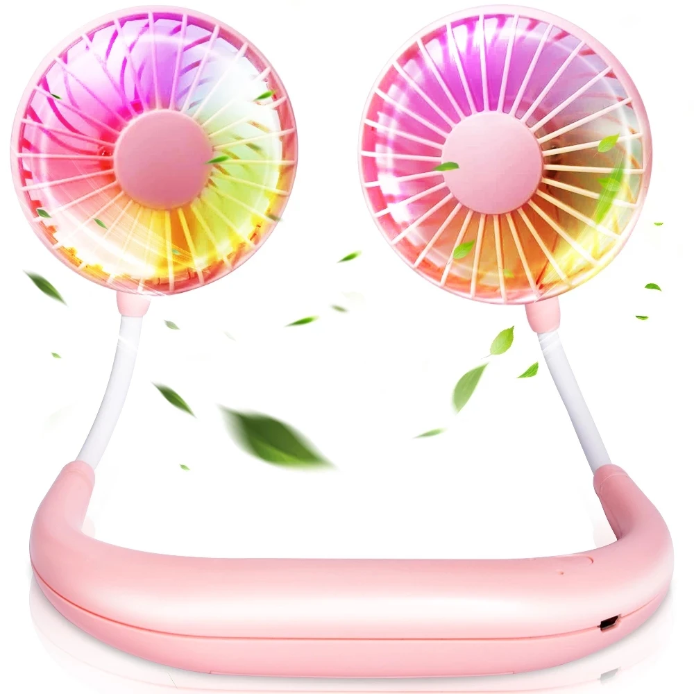 Portable Neck Fan Hand Free Personal Mini USB Neck Hang Fan 360 Degree Rotation Personal Cooling Fan